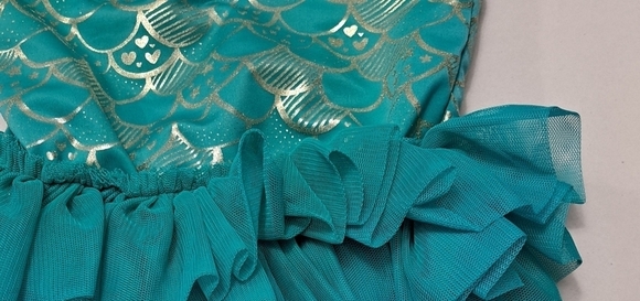 Mermaids Teal One Piece Swim Suit With Tutu   Size 2 - Picture 8 of 8
